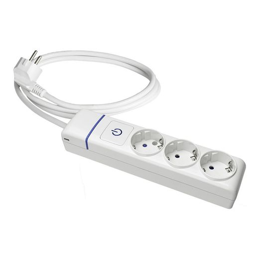Base Múltiple Con 3 Tomas 2P+T, Con Interruptor Luminoso, 1,5 M Cable H05Vv-F 3G1,5 Mm², Blanca