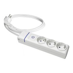 Base Múltiple Con 3 Tomas 2P+T, Con Interruptor Luminoso, 1,5 M Cable H05Vv-F 3G1,5 Mm², Blanca