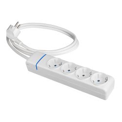 Base Múltiple Con 4 Tomas 2P+T 1,5 M De Cable H05Vv-F 3G1,5 Mm², 16 A 250 V 3680 W, Blanca