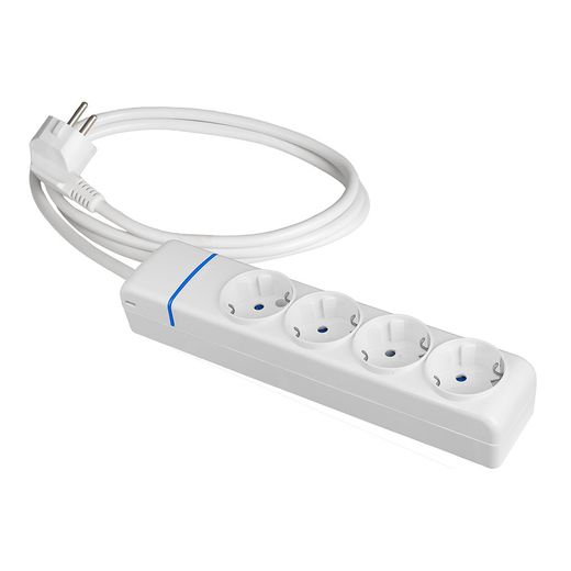 Base Múltiple Con 4 Tomas 2P+T 1,5 M De Cable H05Vv-F 3G1,5 Mm², 16 A 250 V 3680 W, Blanca