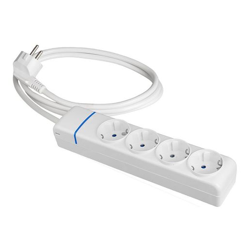 Base Múltiple Con 4 Tomas 2P+T 1,5 M De Cable H05Vv-F 3G1,5 Mm², 16 A 250 V 3680 W, Blanca