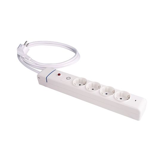 Base Múltiple, 4 Tomas 2P+T, Con Interruptor + Protector, 1,5 M Cable H05Vv-F 3G1,5 Mm², 16A 250V~, Blanca