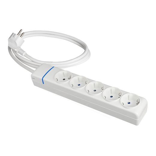 Base Múltiple Con 5 Tomas 2P+T 1,5 M De Cable H05Vv-F 3G1,5 Mm², 16 A 250 V 3680 W, Blanca