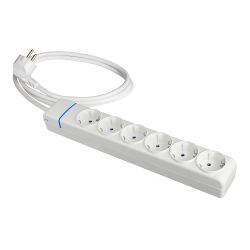 Base Múltiple Con 6 Tomas 2P+T 1,5 M De Cable H05Vv-F 3G1,5 Mm², 16 A 250 V 3680 W, Blanca