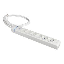 Base Múltiple, 6 Tomas 2P+T, Con Interruptor + Protector, 1,5 M Cable H05Vv-F 3G1,5 Mm², 16A 250V~, Blanca