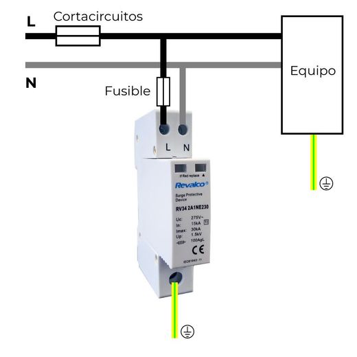 Protector Sobretension Transitorio 1P+N 30Ka C 230Vac 1 Modulo (Retractilado)
