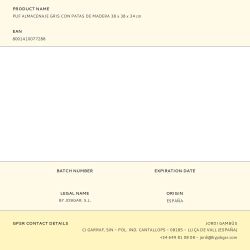 Puf Almacenaje Gris Con Patas De Madera 38 X 38 X 34 Cm