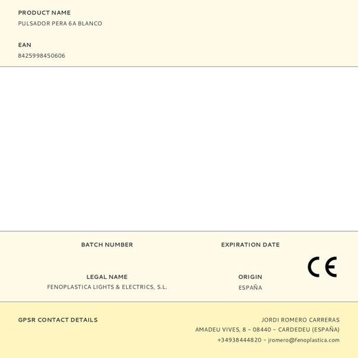 Pulsador Pera 6A Blanco