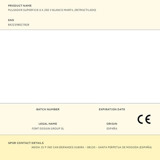 Pulsador Superficie 6 A 250 V Blanco Marfil (Retractilado)