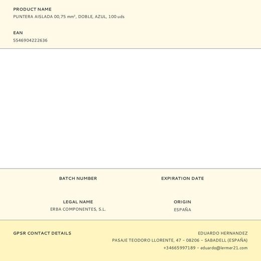 Puntera Aislada 00,75 Mm², Doble, Azul, 100 Uds