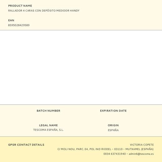 Rallador 4 Caras Con Depósito Medidor Handy