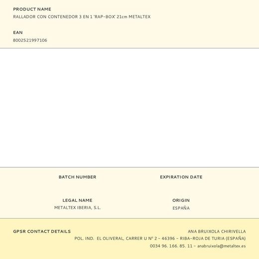 Rallador Con Contenedor 3 En 1 Rap-Box 21 Cm