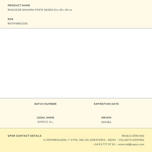 Rascador Savanna Poste Negro 63 X 40 X 40 Cm