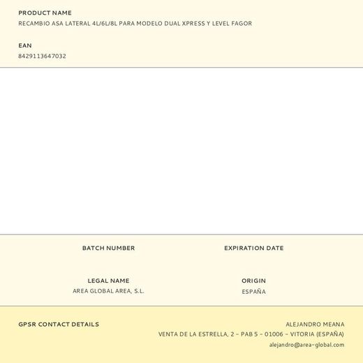 Recambio Asa Lateral 4L/6L/8L Para Modelo Dual Xpress Y Level Fagor