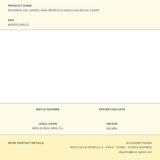 Recambio Asa Lateral Para Modelo Clasica 4L/6L/8L/10L Fagor