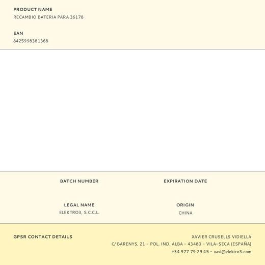 Recambio Batería Para 36178