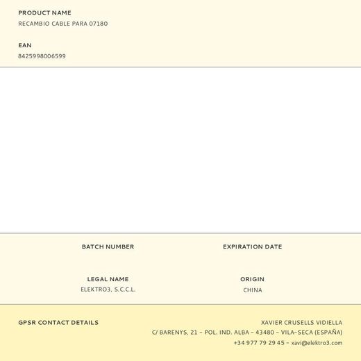 Recambio Cable Para 07180