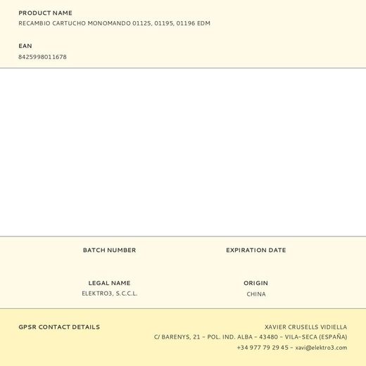 Recambio Cartucho Monomando 01125, 01195, 01196 Edm