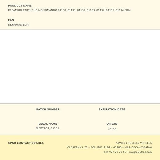 Recambio Cartucho Monomando 01130, 01131, 01132, 01133, 01134, 01135, 01194 Edm