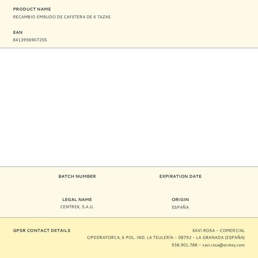 Recambio Embudo De Cafetera De 6 Tazas