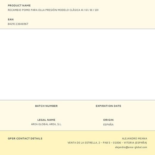 Recambio Pomo Para Olla Presión Modelo Clásica 4L / 6L / 8L / 10L