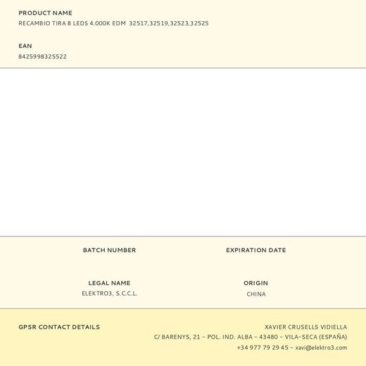 Recambio Tira 8 Leds 4.000K Edm  32517,32519,32523,32525