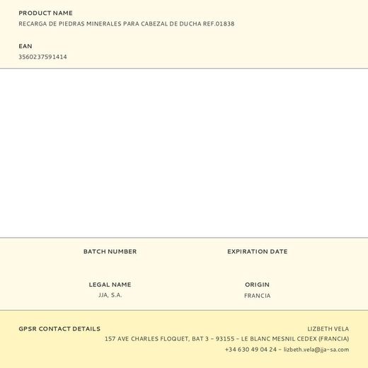 Recarga De Piedras Minerales Para Cabezal De Ducha Ref.01838