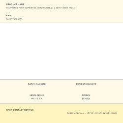 Recipiente Para Alimentos Cuadrado Tapa Verde 0,33 L