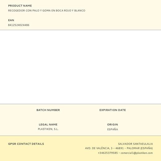 Recogedor Con Palo Y Goma En Boca Rojo Y Blanco