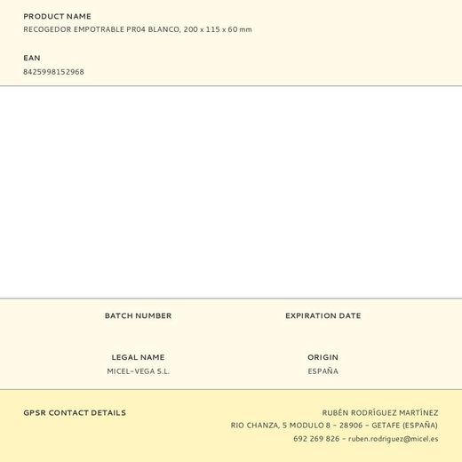 Recogedor Empotrable Pr04 Blanco, 200 X 115 X 60 Mm