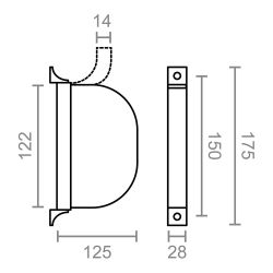 Recogedor Exterior Abatible Pr02 14 Mm Blanco, 175 X 32 X 120 Mm