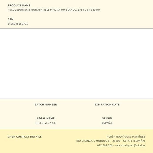 Recogedor Exterior Abatible Pr02 14 Mm Blanco, 175 X 32 X 120 Mm