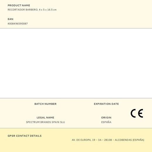 Recortador Barbero, 4 X 5 X 16,5 Cm