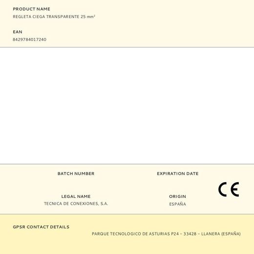 Regleta Ciega Transparente 25 Mm²