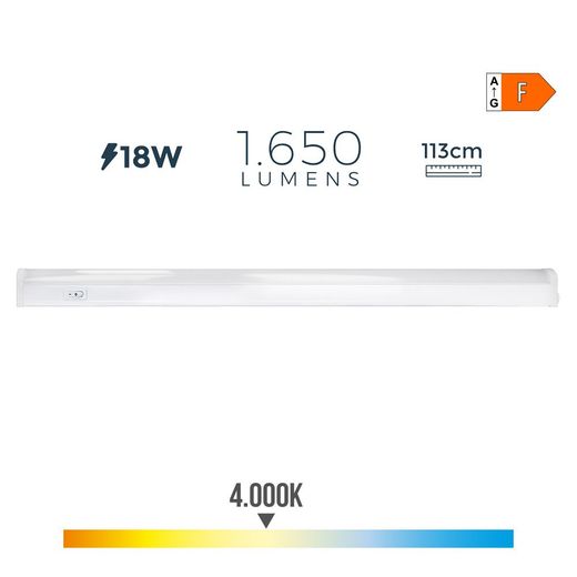 Regleta Led 18 W 4000 K Luz Dia 1650 Lm 113,8 X 2,5 X 3,6 Cm