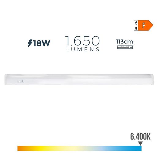 Regleta Led 18 W 6500 K Luz Fria 1650 Lm 113,8 X 2,3 X 3,6 Cm