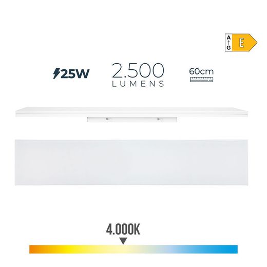 Regleta Led 25 W 4000 K Luz Dia 2500 Lm 12 X 60 X 4,5 Cm