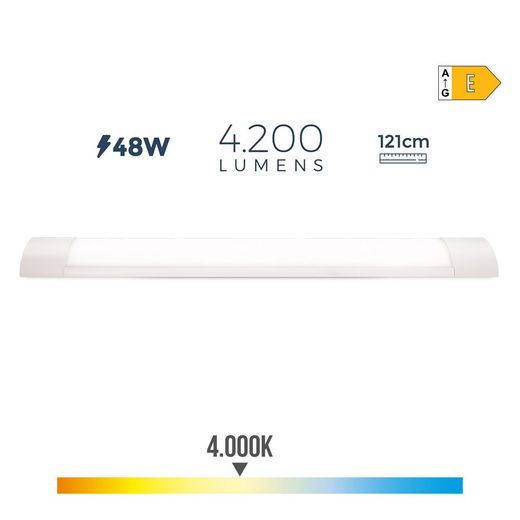 Regleta Led 48 W 4000 K Luz Dia 4200 Lm 121,3 X 3,1 X 12 Cm