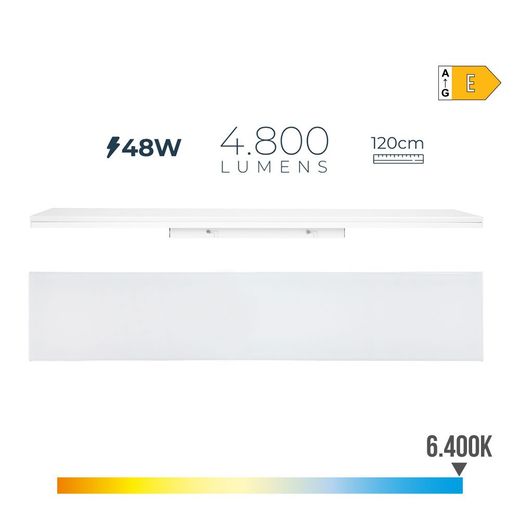 Regleta Led 48 W 6400 K Luz Fria 4800 Lm 12 X 120 X 4,5 Cm