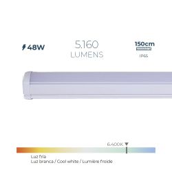 Regleta Led 48 W 6.400 K Luz Fria 5.160 Lm 150 X 4,6 X 5,1 Cm