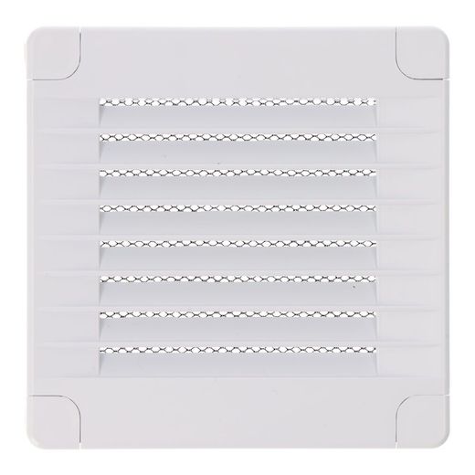 Rejilla Ventilación Cuadrada Con Tapones Y Mosquitera 100X100X7Mm Abs Blanca