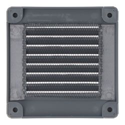 Rejilla Ventilación Cuadrada Con Tapones Y Mosquitera 100X100X7Mm Abs Gris