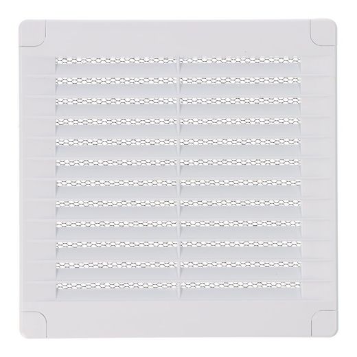 Rejilla Ventilación Cuadrada Con Tapones Y Mosquitera 150X150X7Mm Abs Blanca