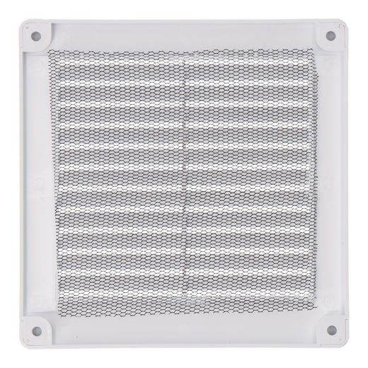 Rejilla Ventilación Cuadrada Con Tapones Y Mosquitera 150X150X7Mm Abs Blanca
