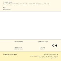 Rejilla Ventilación Cuadrada Con Tapones Y Mosquitera 150X150X7Mm Abs Blanca