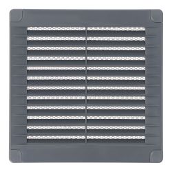 Rejilla Ventilación Cuadrada Con Tapones Y Mosquitera 150X150X7Mm Abs Gris