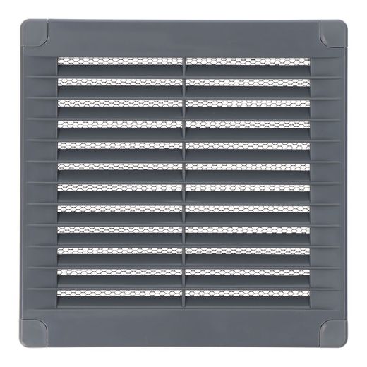 Rejilla Ventilación Cuadrada Con Tapones Y Mosquitera 150X150X7Mm Abs Gris