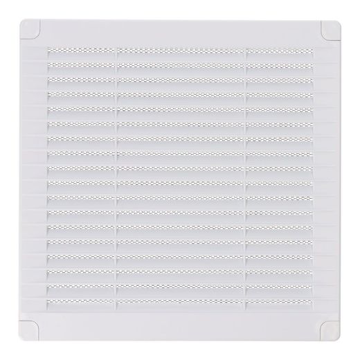 Rejilla Ventilación Cuadrada Con Tapones Y Mosquitera 200X200X7Mm Abs Blanca