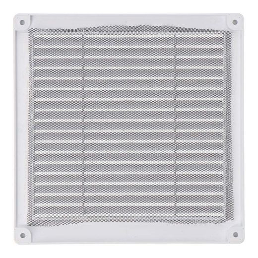 Rejilla Ventilación Cuadrada Con Tapones Y Mosquitera 200X200X7Mm Abs Blanca