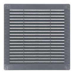Rejilla Ventilación Cuadrada Con Tapones Y Mosquitera 200X200X7Mm Abs Gris